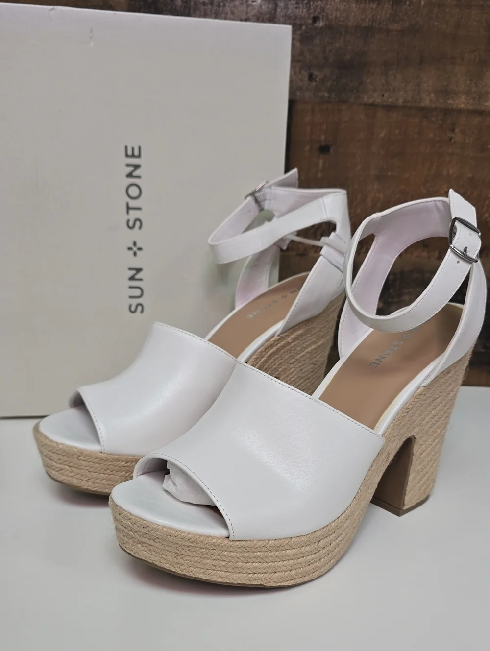 Sun + Stone white leather